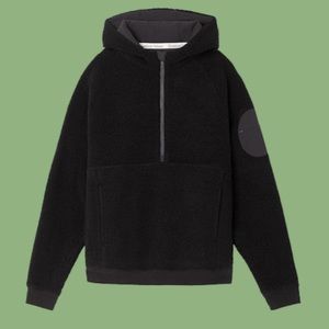 outdoor voices black mega fleece half zip hoodie